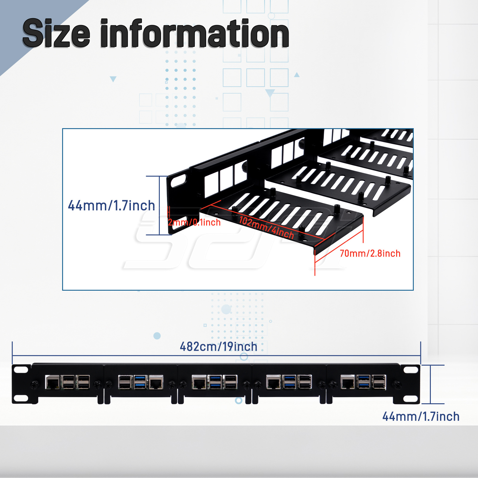 52Pi Dudukan Rak 1U Dapat Dile - Raspberry Pi Rackmount 1U 19 Inch ulasan dan harga